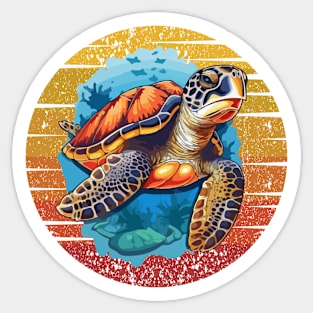 Retro Vintage Sea Turtle Sticker